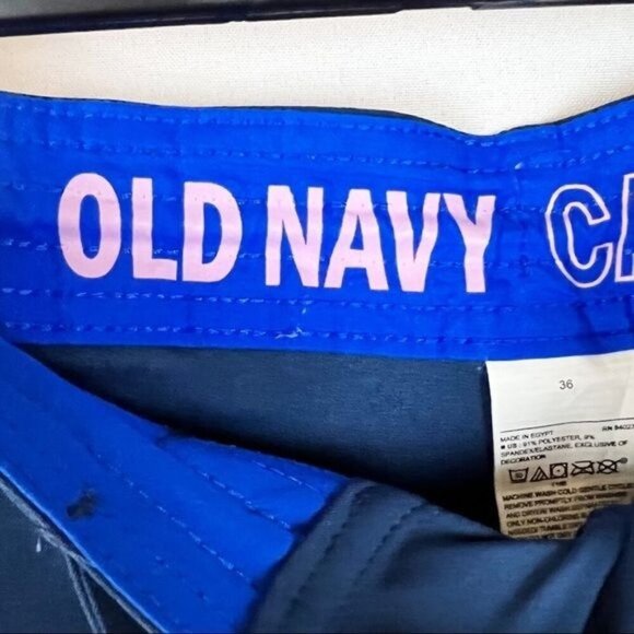 Old Navy Mens Colorblock Drawstring Board Shorts 36 Blue Pink Swim Trunks Beach - Picture 5 of 5